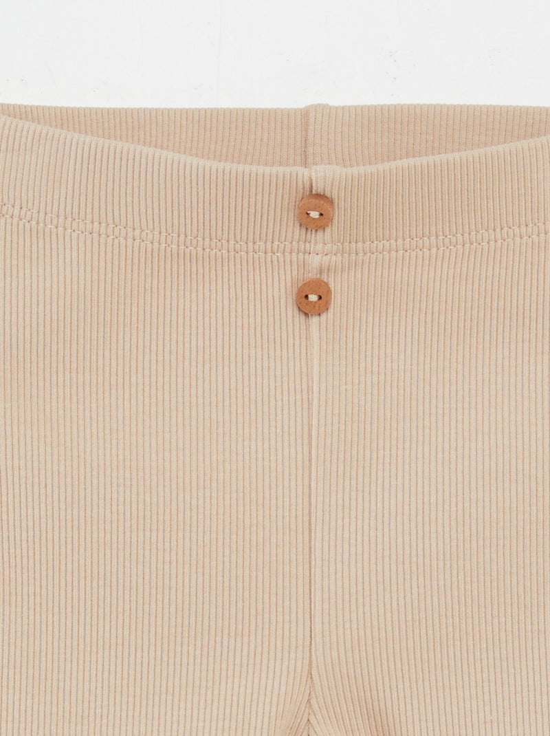 Legging côtelé avec boutons Beige - Kiabi