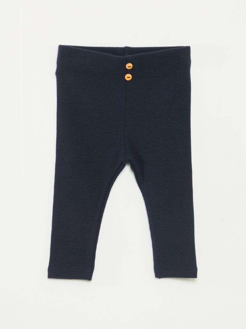 Legging côtelé avec boutons Bleu - Kiabi