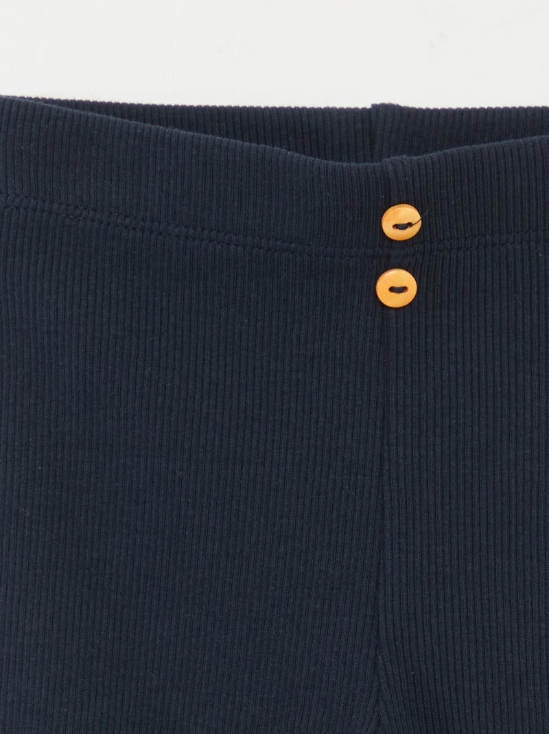 Legging côtelé avec boutons Bleu - Kiabi