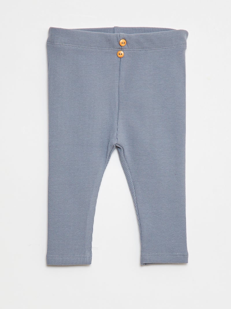 Legging côtelé avec boutons Bleu - Kiabi