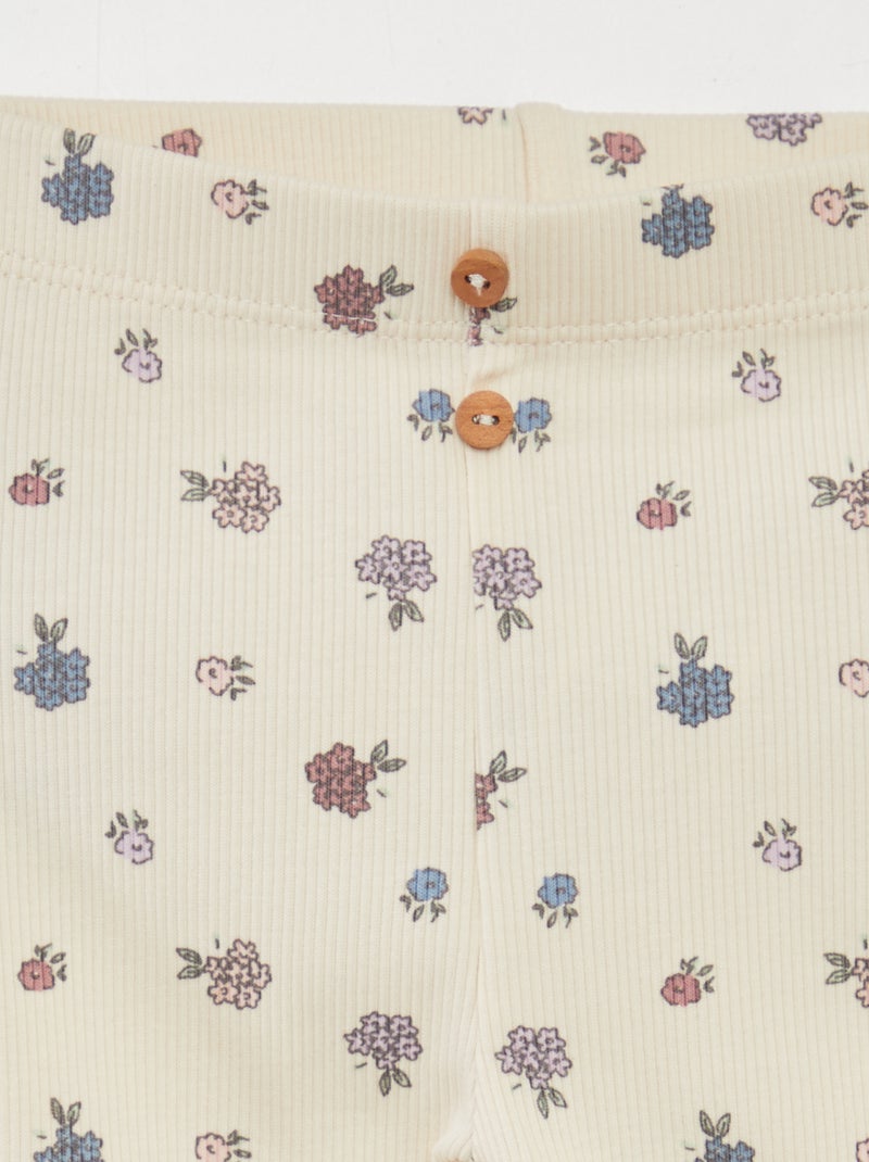 Legging côtelé avec boutons fantaisies Blanc - Kiabi