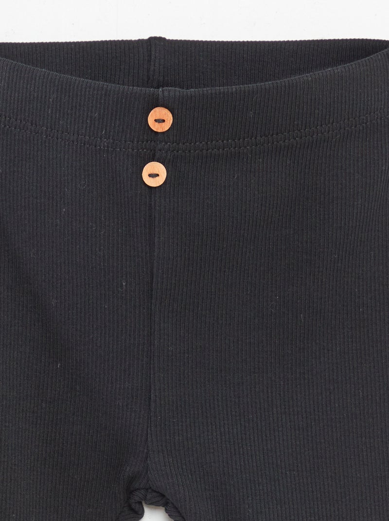 Legging côtelé avec boutons Noir - Kiabi