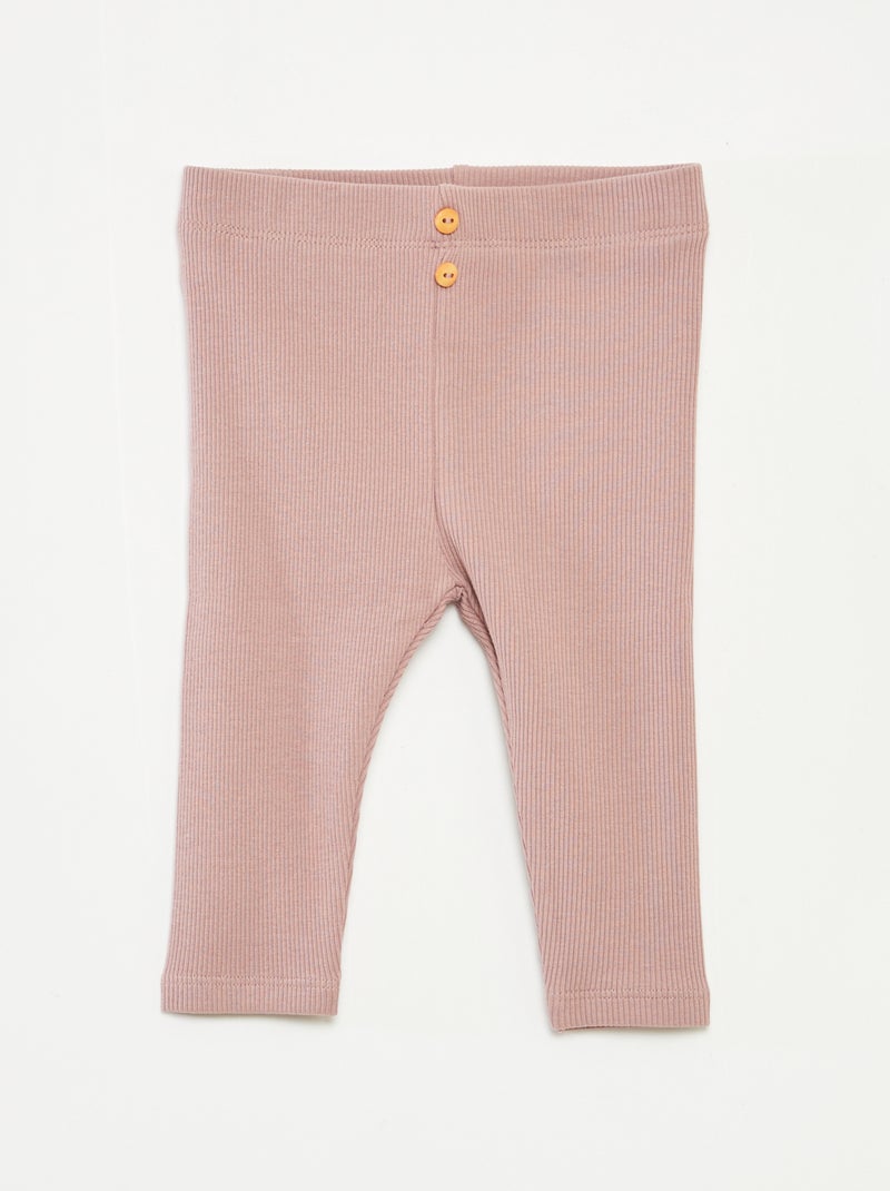 Legging côtelé avec boutons Rose - Kiabi