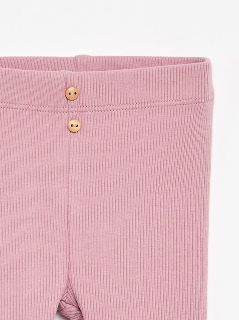 Legging côtelé avec boutons Rose - Kiabi