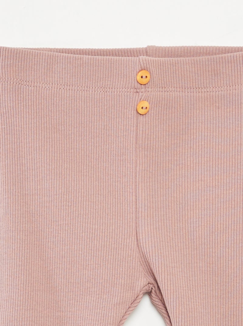 Legging côtelé avec boutons Vieux rose - Kiabi