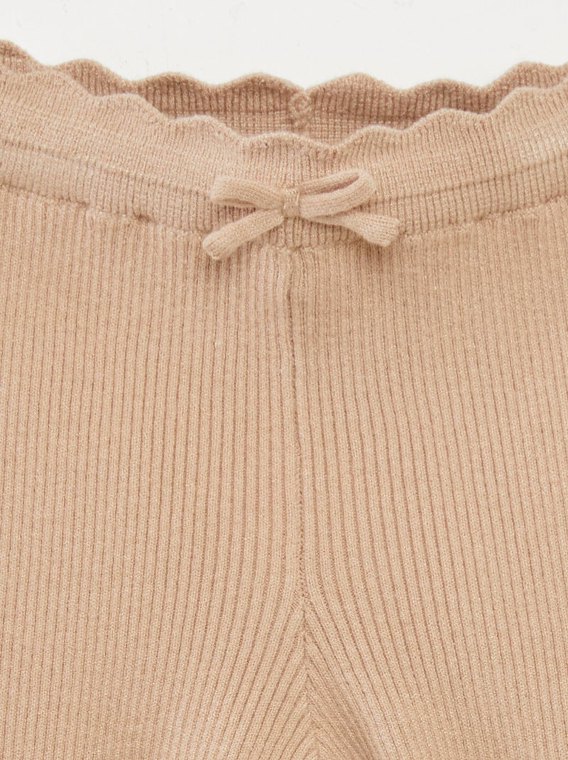 Legging côtelé avec nœud Beige - Kiabi