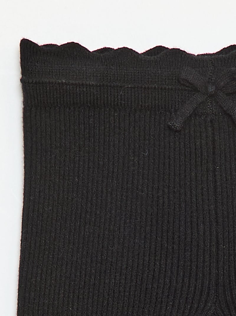 Legging côtelé avec nœud fantaisie Noir - Kiabi