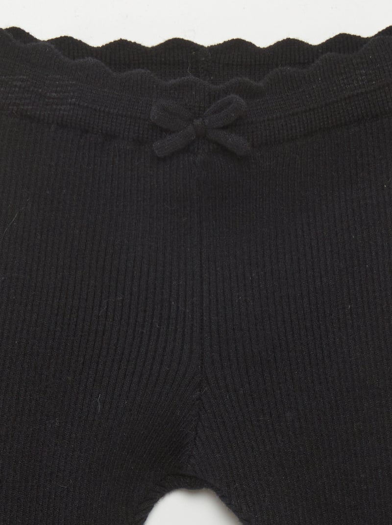 Legging côtelé avec nœud Noir - Kiabi