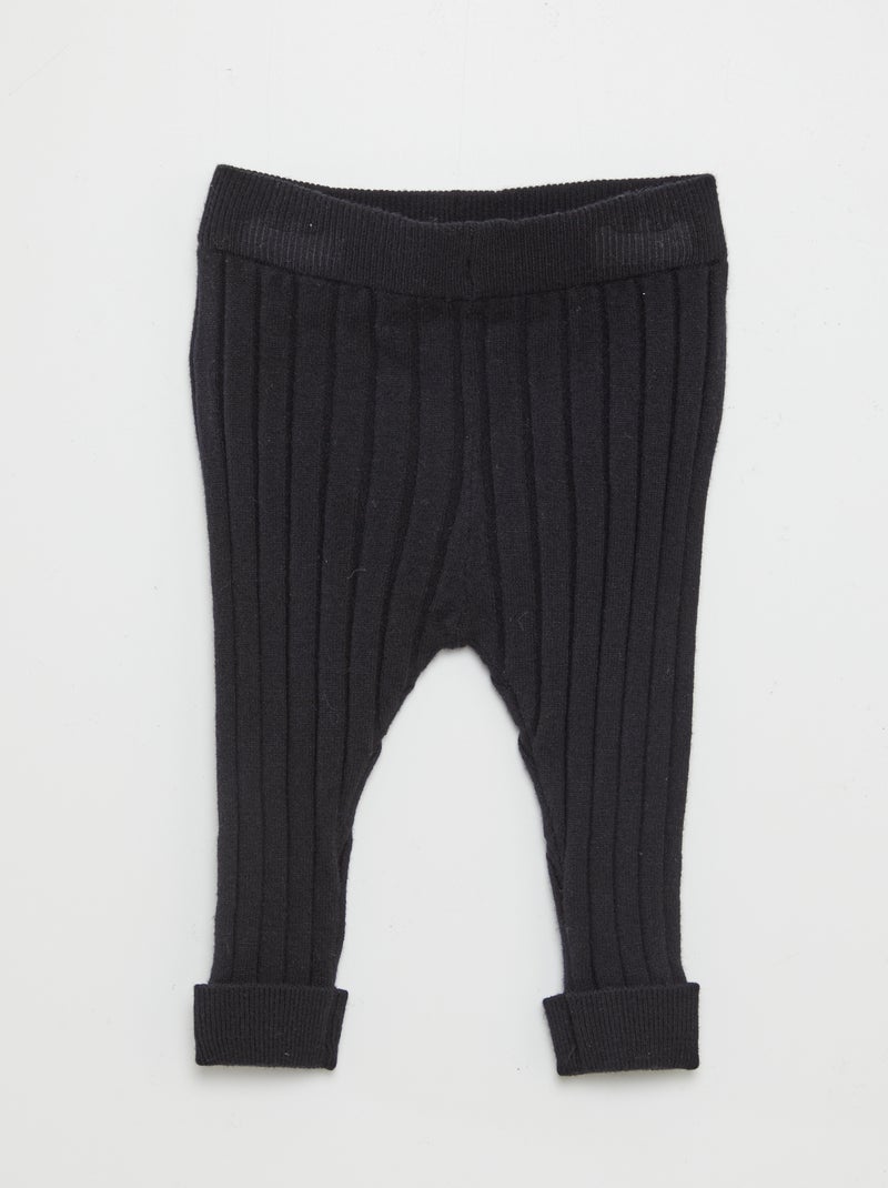 Legging côtelé + chaussettes avec broderie noir - Kiabi