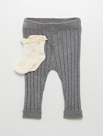 Legging côtelé + chaussettes