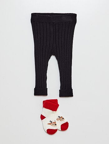 Legging côtelé + chaussettes