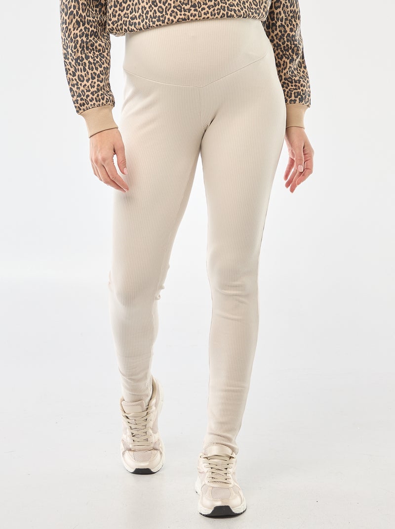 Legging côtelé de maternité Beige - Kiabi