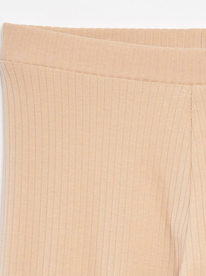 Legging côtelé long uni Beige - Kiabi