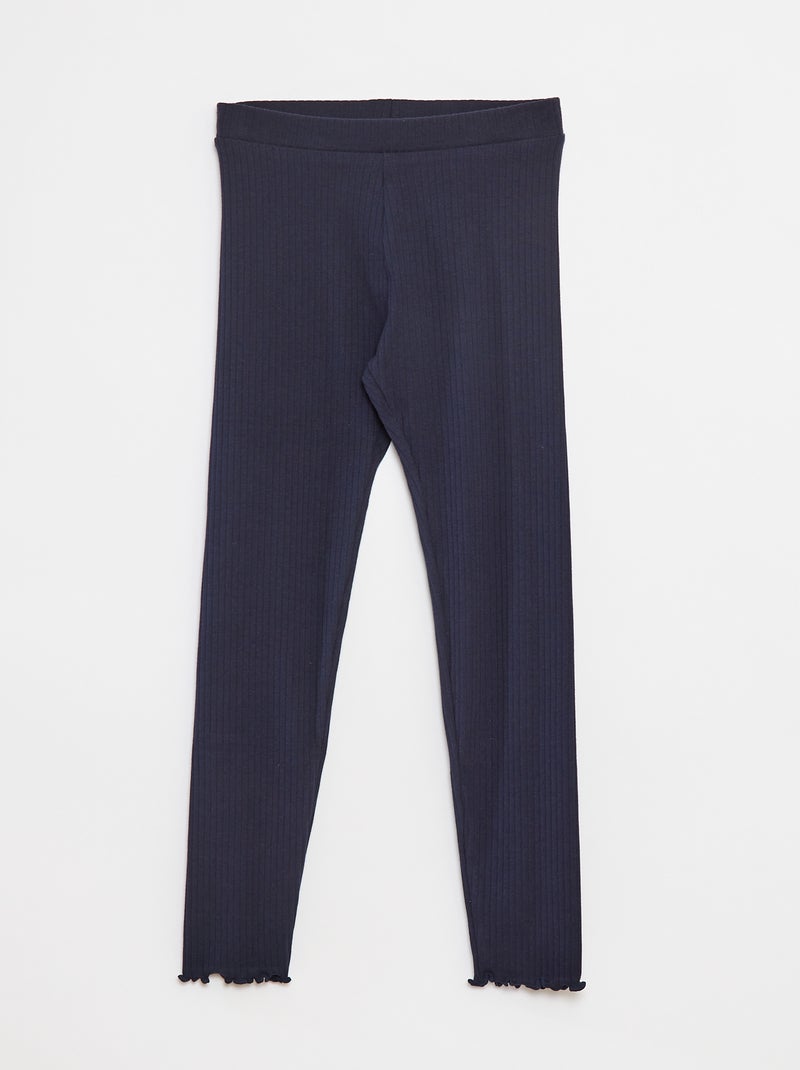 Legging côtelé long uni Bleu - Kiabi