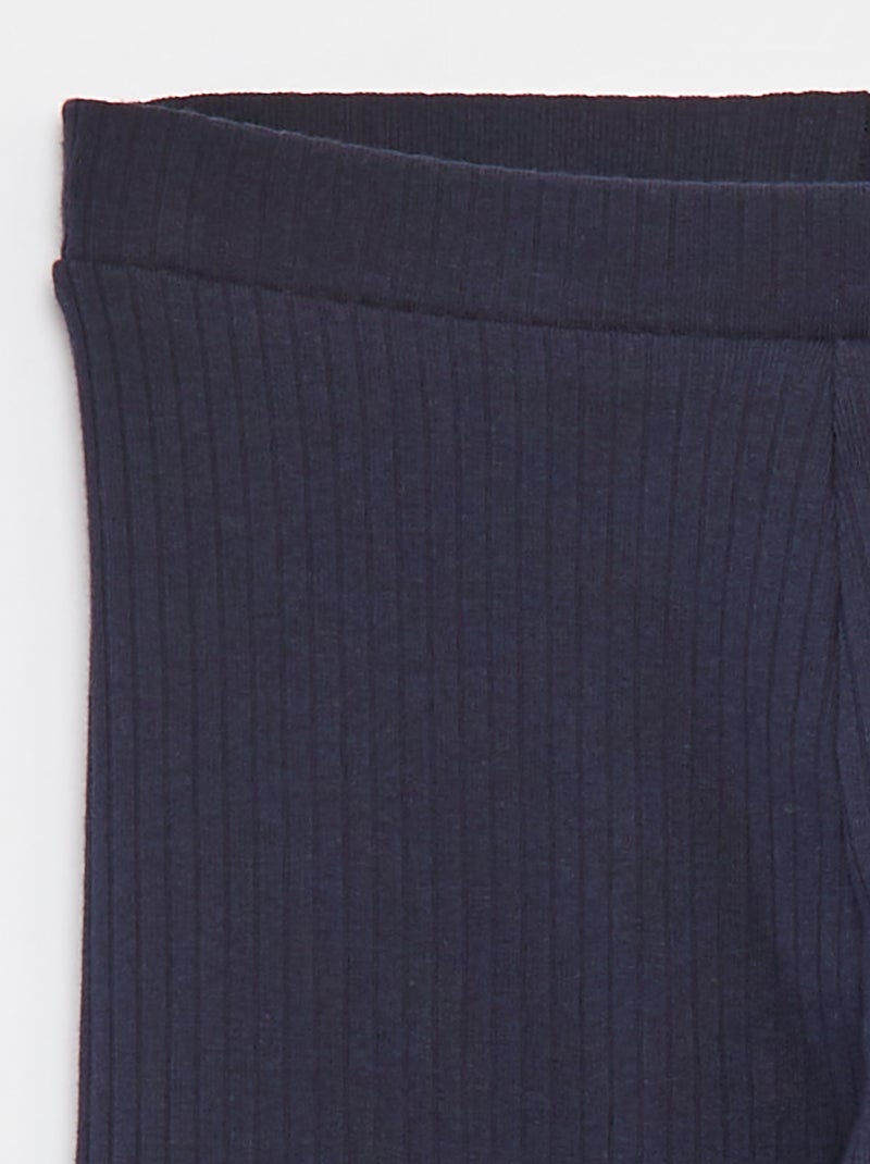 Legging côtelé long uni Bleu - Kiabi