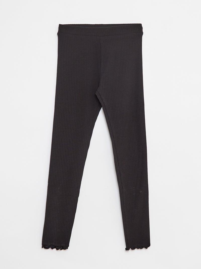 Legging côtelé long uni Noir - Kiabi