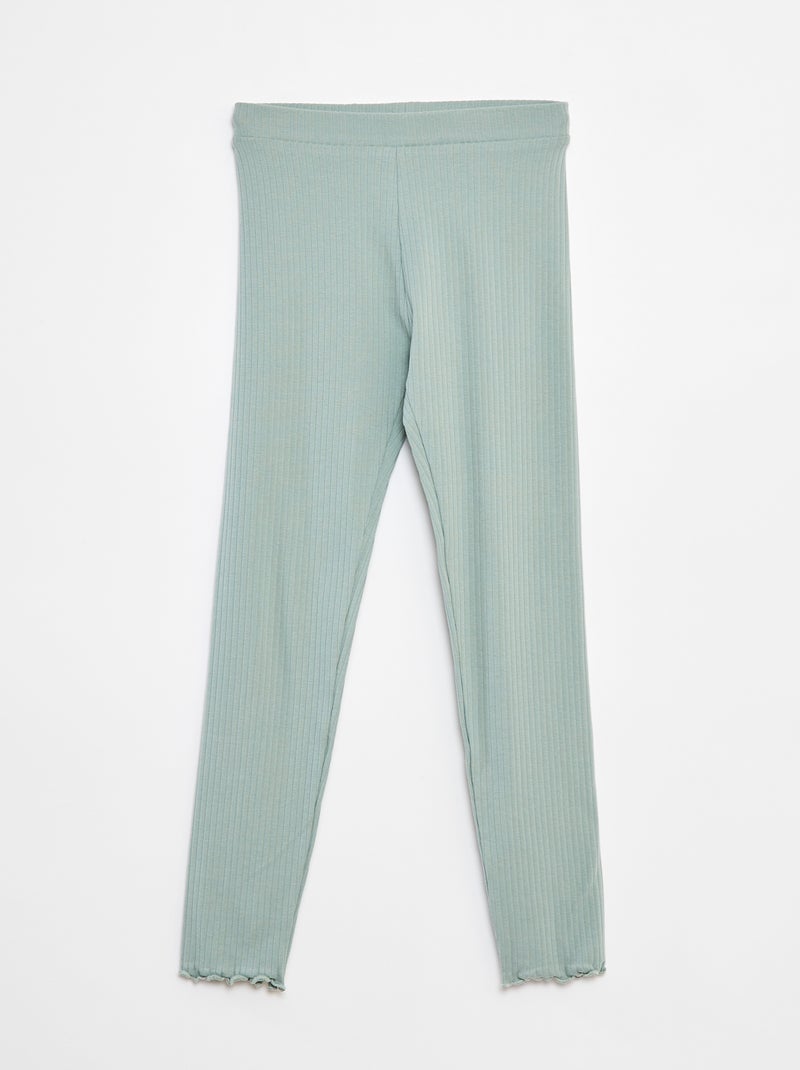 Legging côtelé long uni Vert - Kiabi