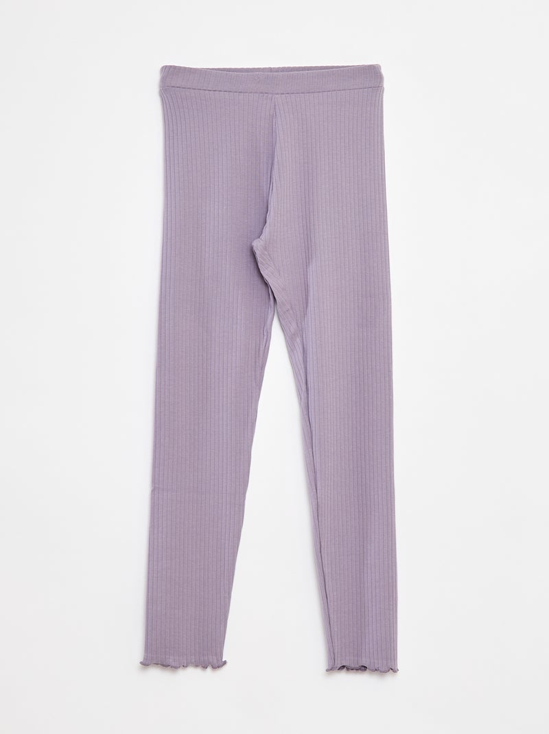 Legging côtelé long uni Violet - Kiabi