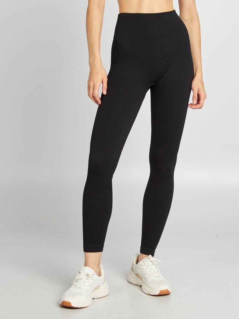 Legging côtelé sans couture noir - Kiabi