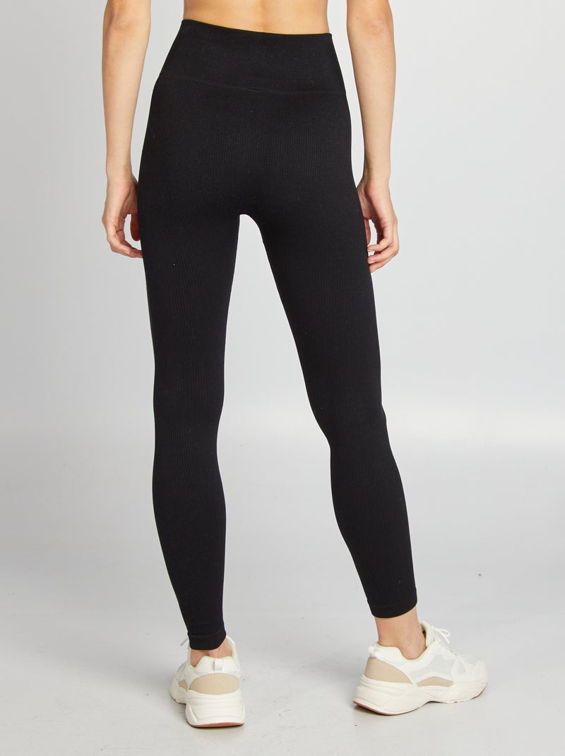 Legging côtelé sans couture noir - Kiabi