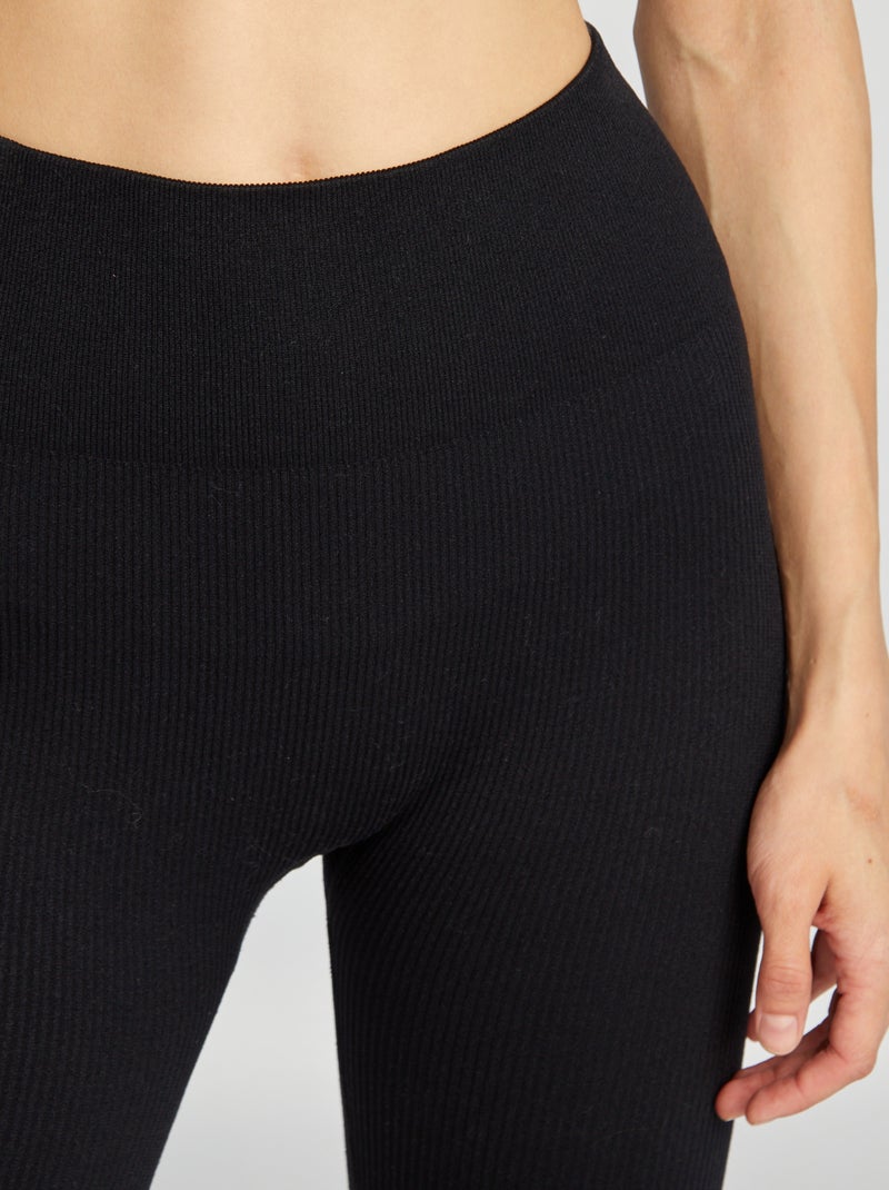 Legging côtelé sans couture noir - Kiabi