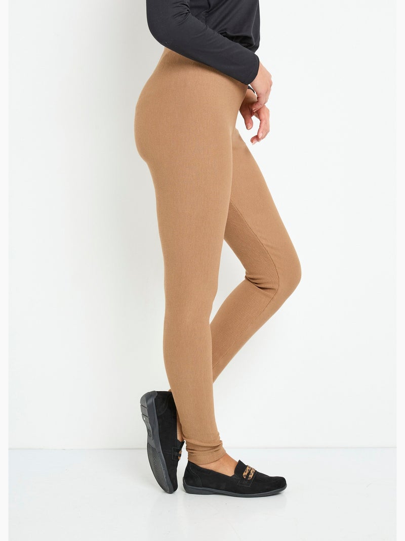 Legging côtelé taille élastiquée - Afibel Camel - Kiabi