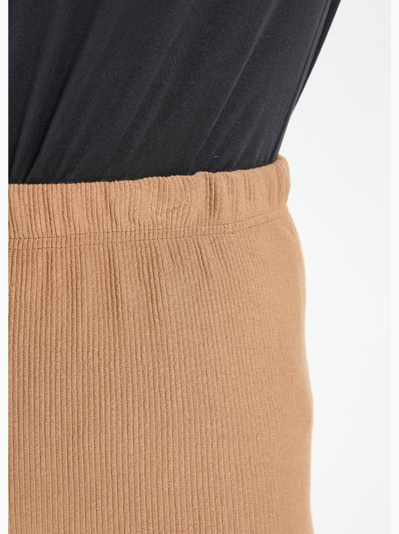 Legging côtelé taille élastiquée - Afibel Camel - Kiabi