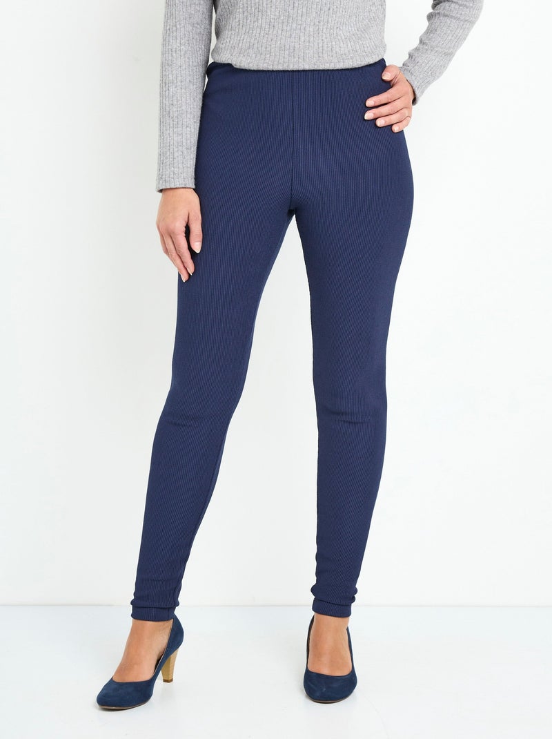 Legging côtelé taille élastiquée Bleu marine - Kiabi