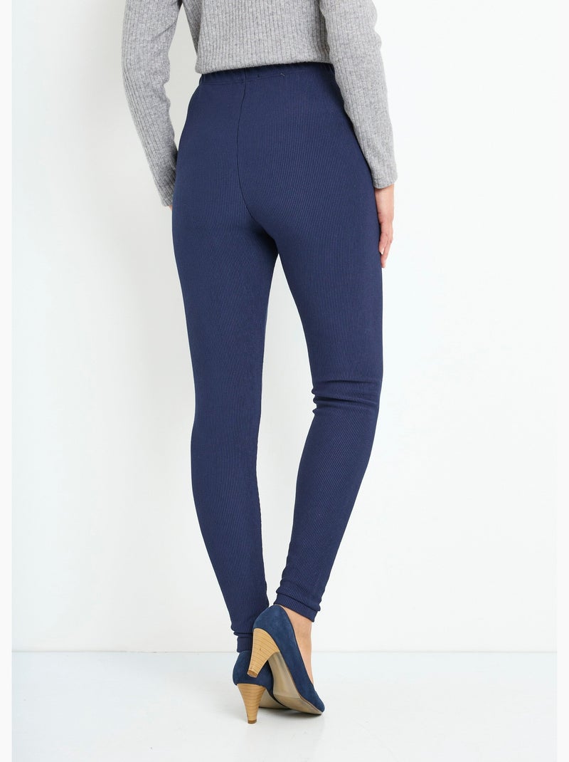 Legging côtelé taille élastiquée Bleu marine - Kiabi