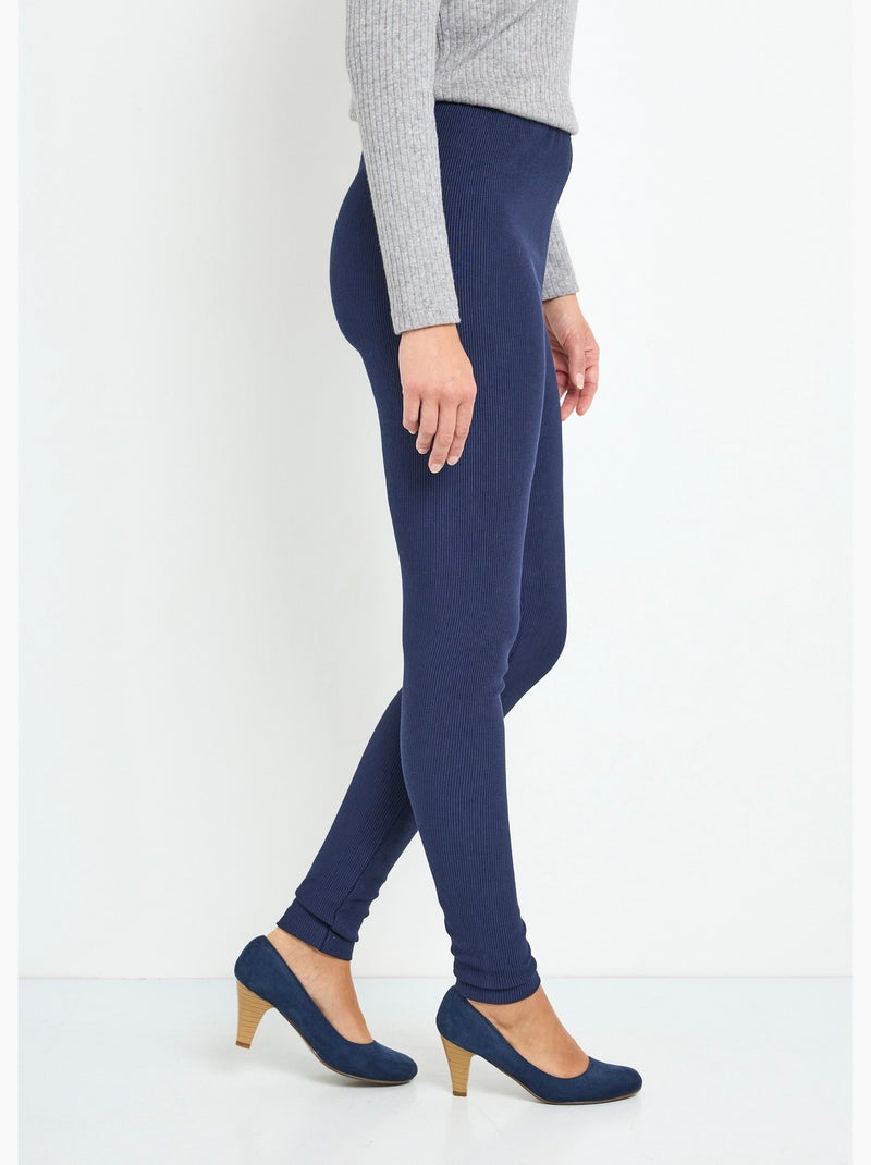 Legging côtelé taille élastiquée Bleu marine - Kiabi