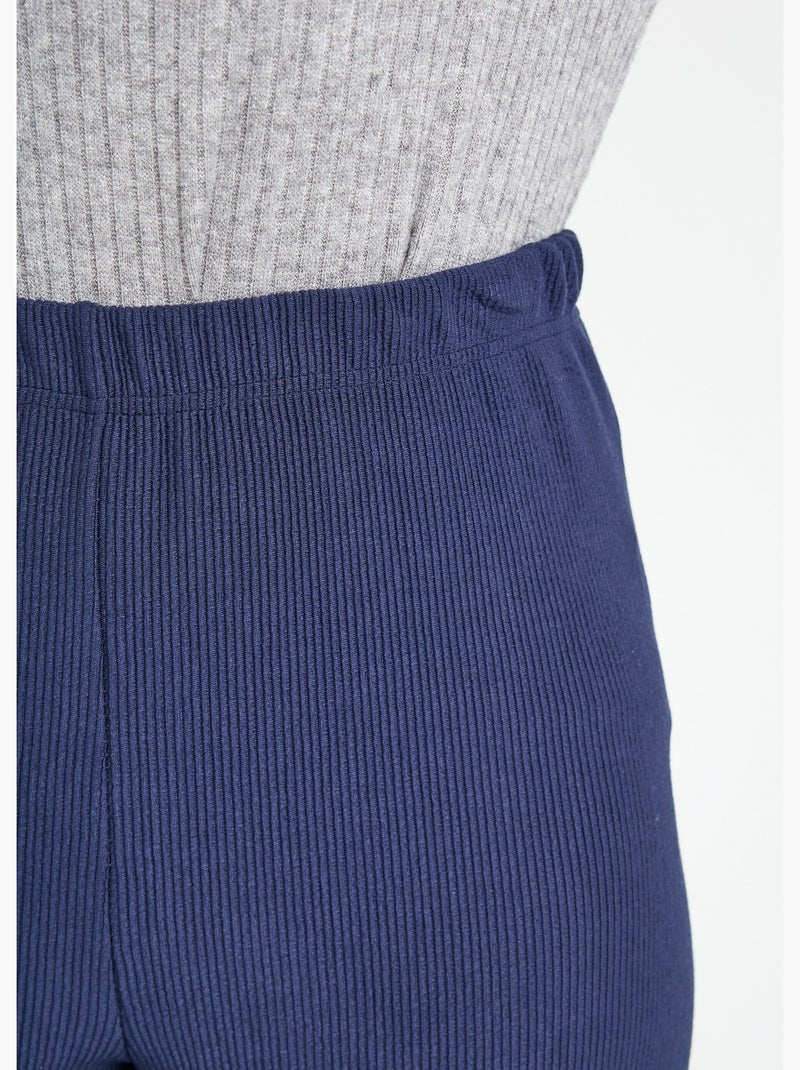 Legging côtelé taille élastiquée Bleu marine - Kiabi