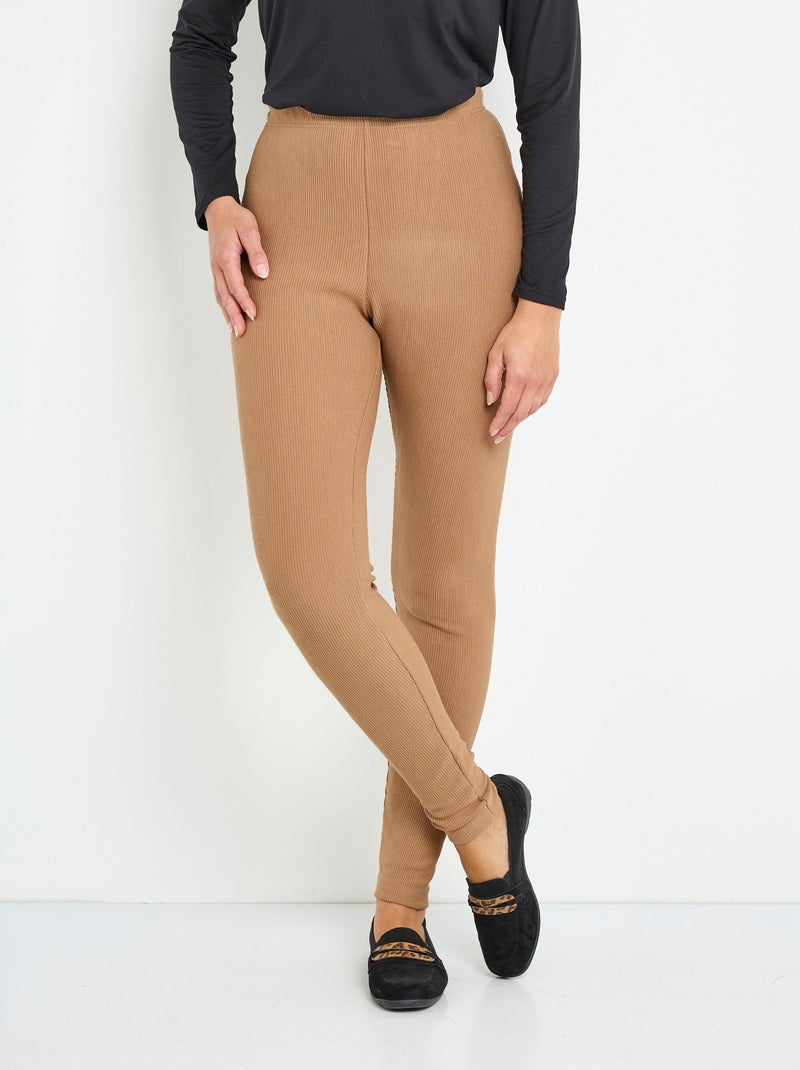 Legging côtelé taille élastiquée Camel - Kiabi
