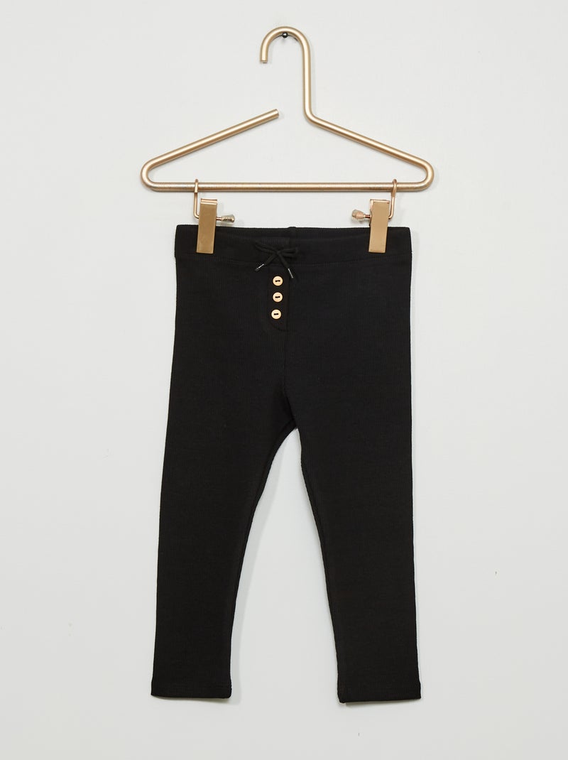 Legging côtelé uni noir - Kiabi