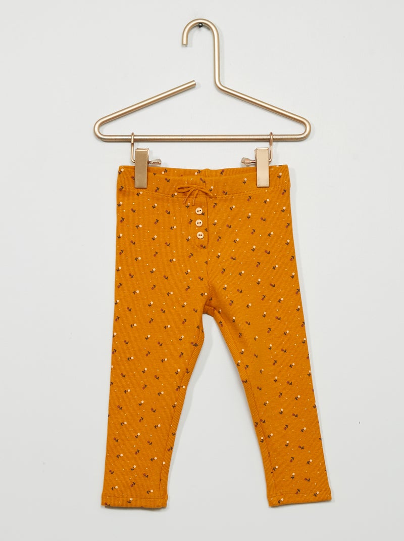 Legging côtelée avec nœud fantaisie Orange - Kiabi