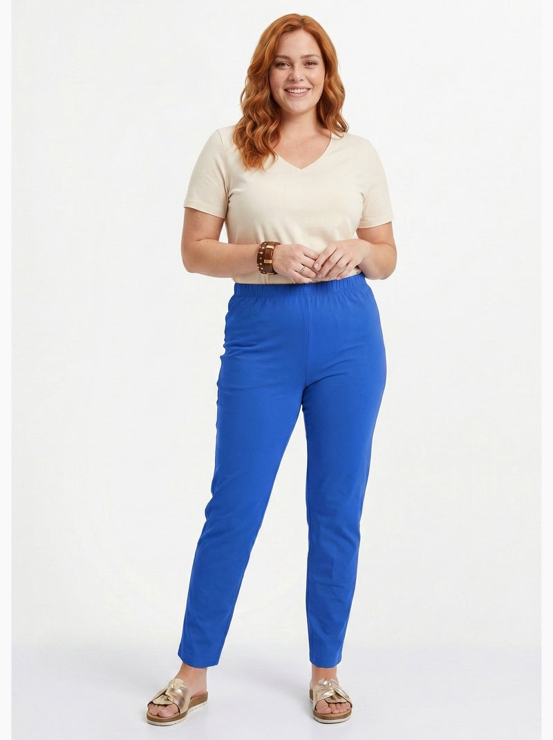 Legging coton stretch taille élastiquée - afibel Bleu - Kiabi