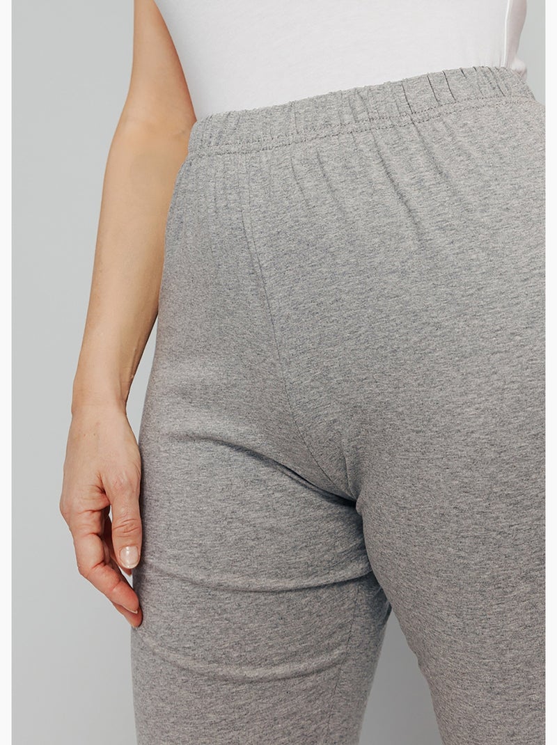 Legging coton stretch taille élastiquée - afibel Gris chiné - Kiabi