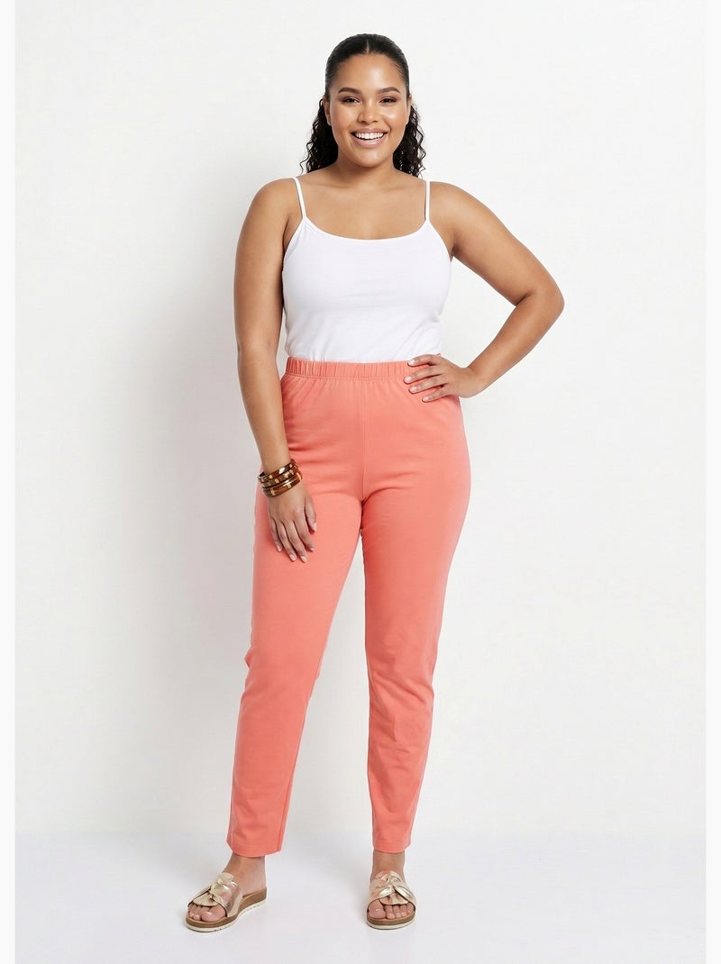 Legging coton stretch taille élastiquée - afibel Rose - Kiabi