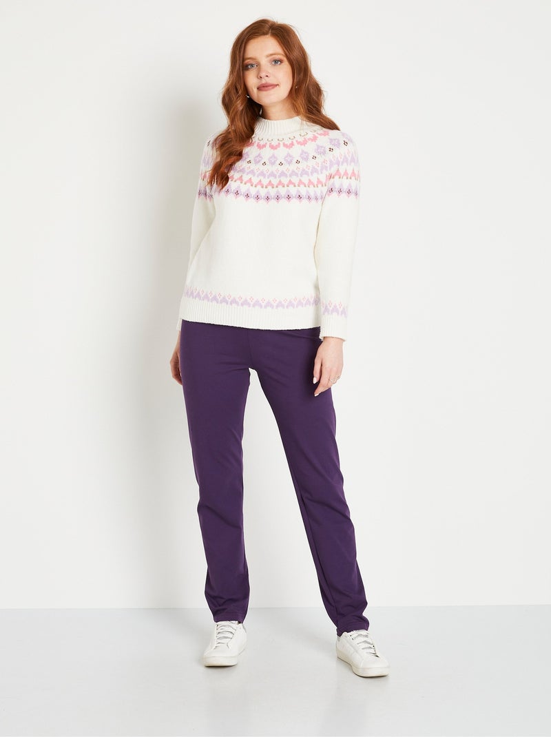 Legging coton stretch taille élastiquée - afibel Violet - Kiabi