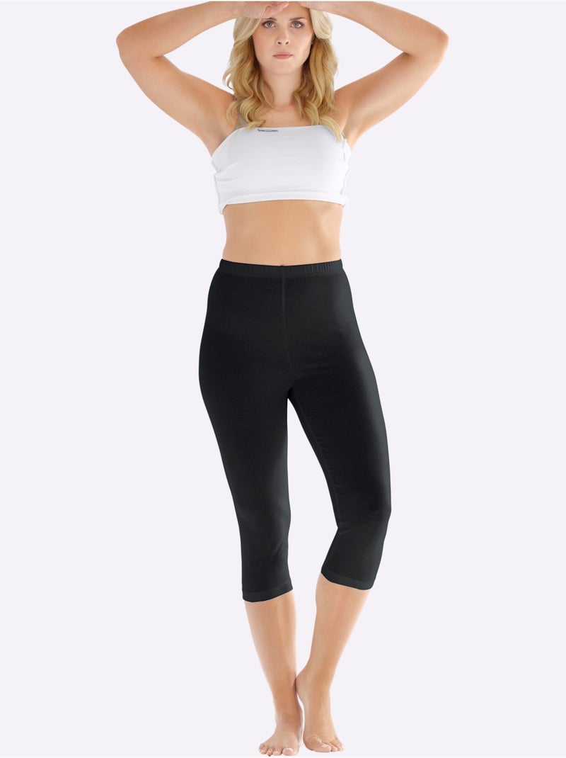 Legging court avec ceinture élastique et coupe ajustée - Taille standard - Moda Vilona Noir - Kiabi