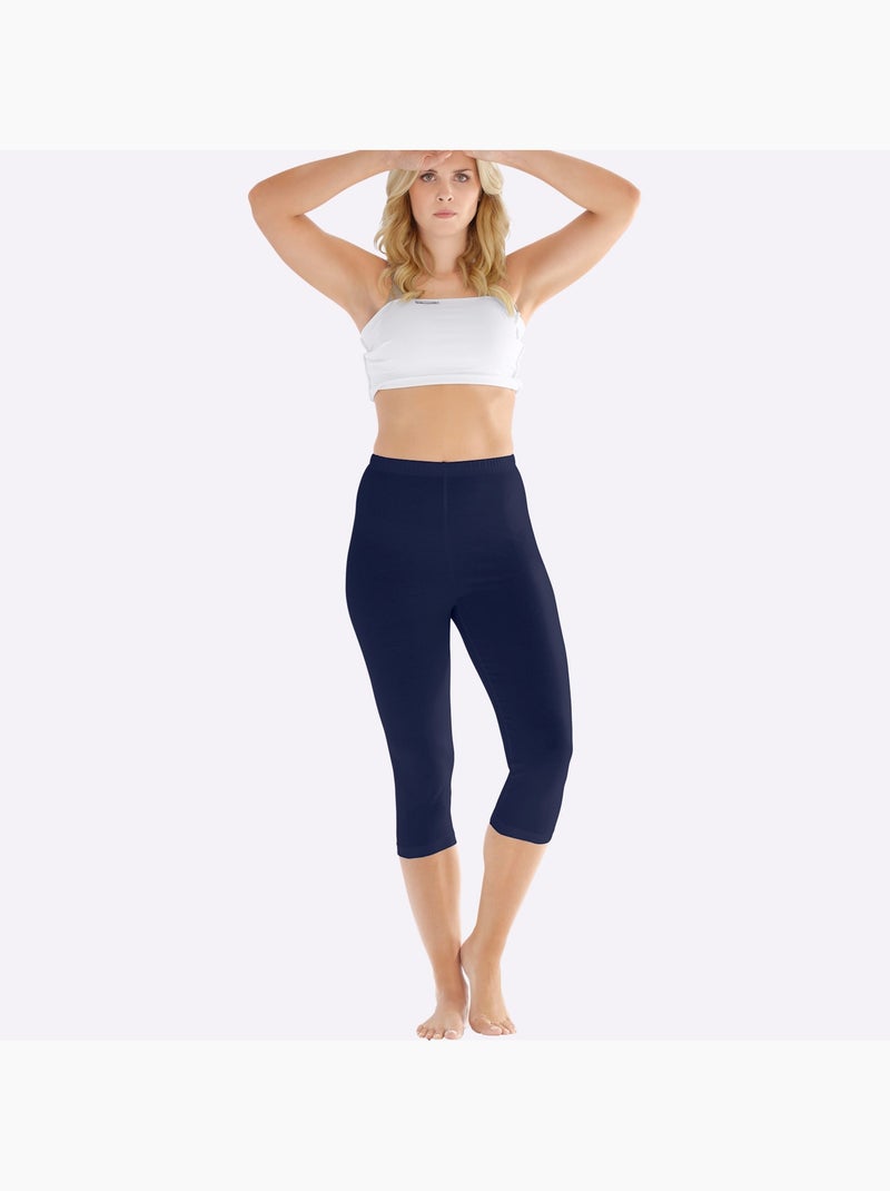 Legging court avec ceinture élastique et coupe confortable - taille standard - moda vilona Bleu marine - Kiabi