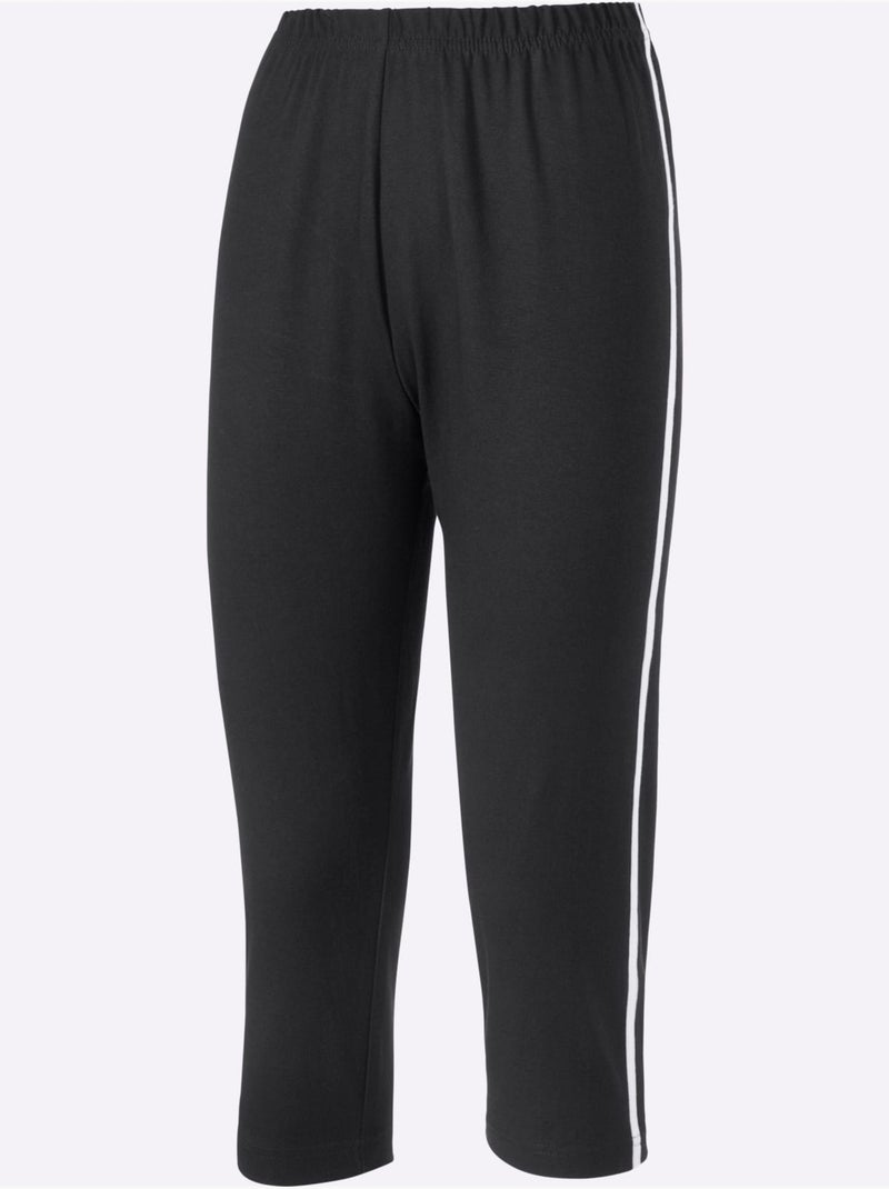 Legging court avec passepoils contrastés et ceinture élastique - Taille standard - Moda Vilona Noir Blanc - Kiabi