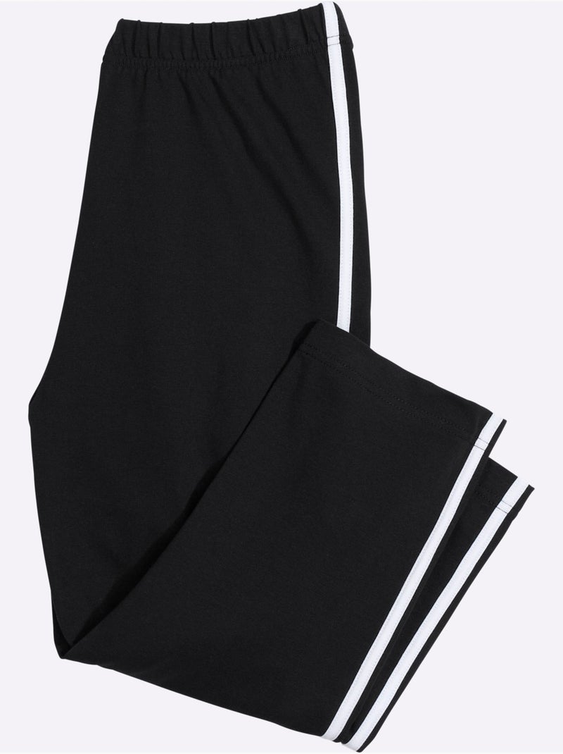Legging court avec passepoils contrastés et ceinture élastique - Taille standard - Moda Vilona Noir Blanc - Kiabi