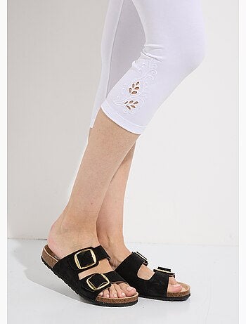 Legging court ceinture élastiqué bas brodés - Afibel
