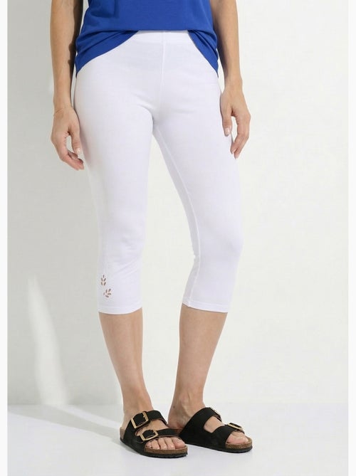 Legging court ceinture élastiqué bas brodés - Afibel - Kiabi