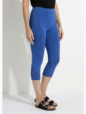 Legging court ceinture élastiqué bas brodés - Afibel