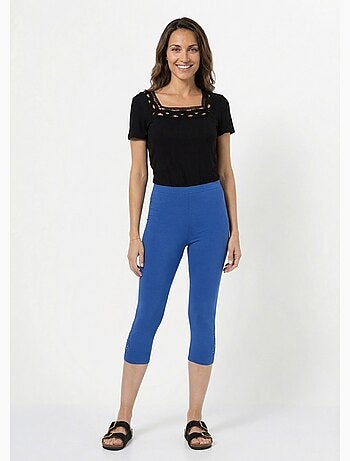 Legging court ceinture élastiqué bas brodés - Afibel