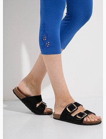 Legging court ceinture élastiqué bas brodés - Afibel