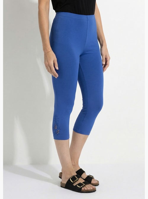 Legging court ceinture élastiqué bas brodés - Afibel - Kiabi