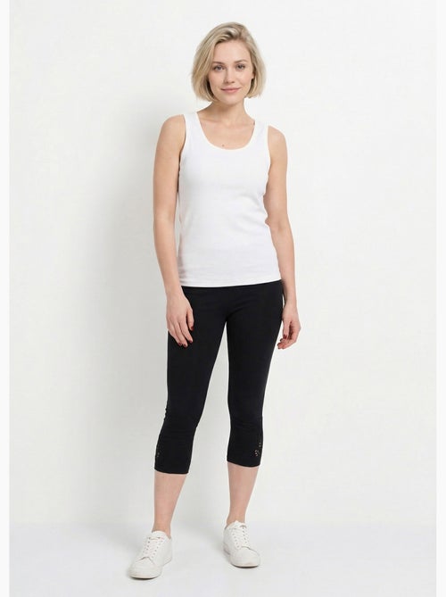 Legging court ceinture élastiqué bas brodés - Afibel - Kiabi