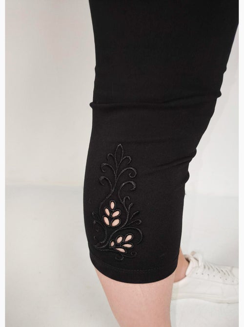 Legging court ceinture élastiqué bas brodés - Afibel - Kiabi